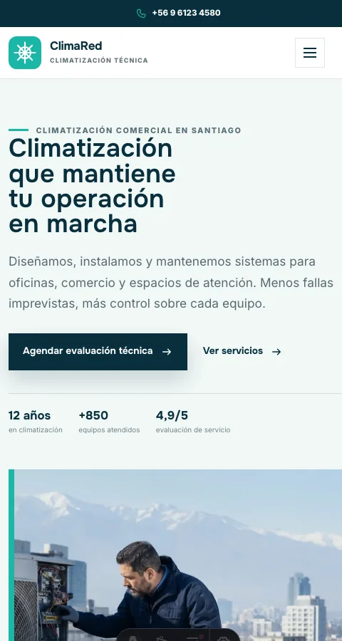El mismo sitio de ClimaRed adaptado a celular